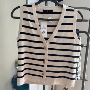Striped Sleeveless Cardigan